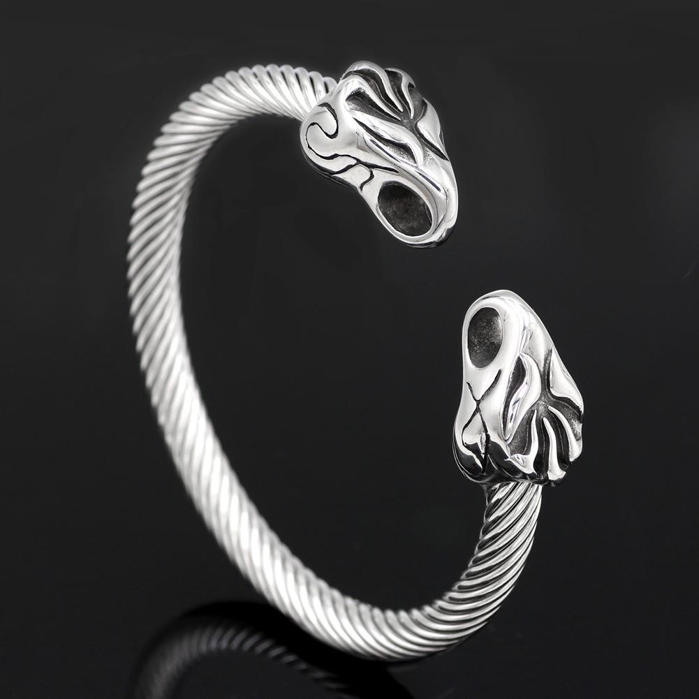 Stainless Steel Viking Pirate Adjustable Bracelet Bangle