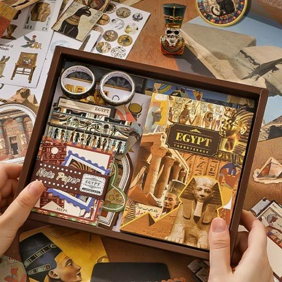 Xin Mo Retro Warm Message Journal Gift Box: Elegant Collage Sticker Set
