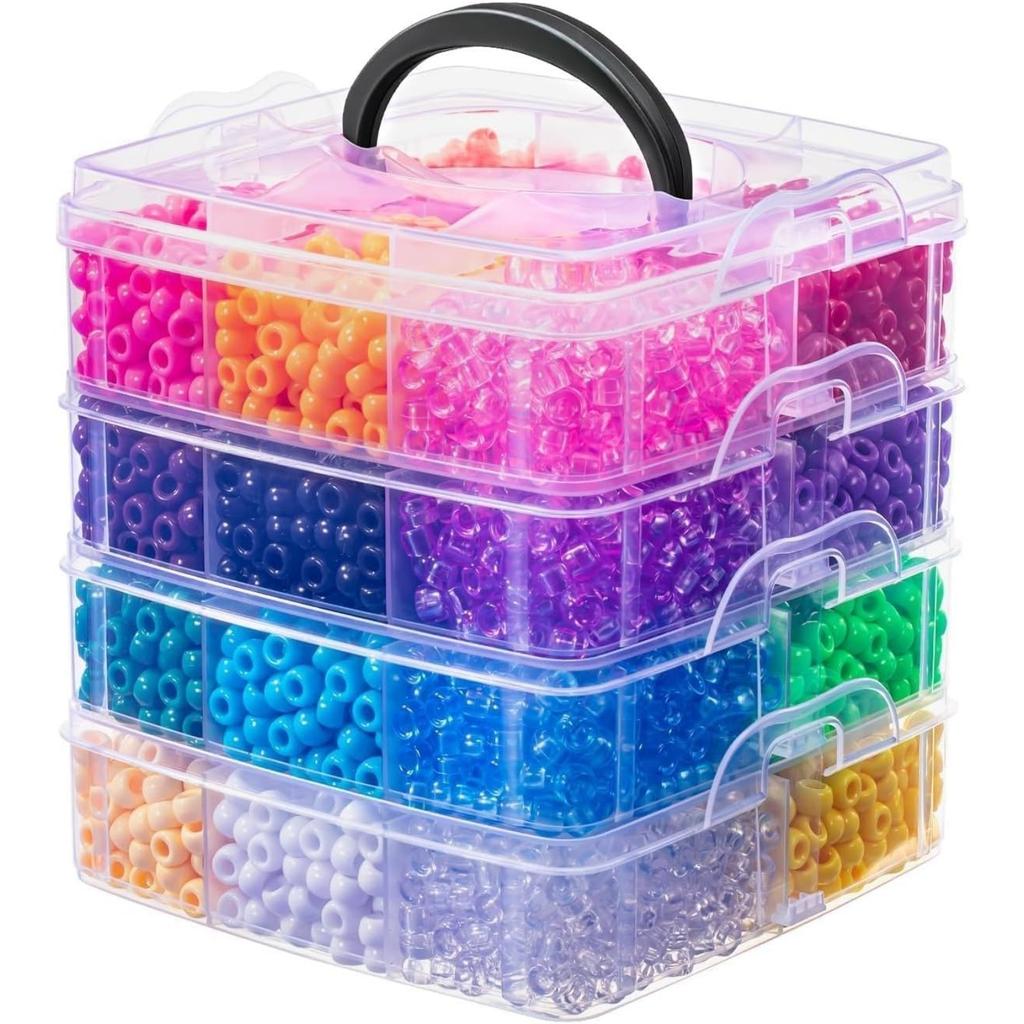 Simetufy 4200Pcs Pony Beads Bulk 24 Colors Rave Kandi Bracelet Making