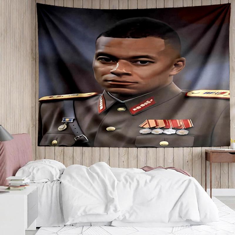 Kylian Mbappé Tapestry for Bedroom Aesthetic Classroom Tapestries Wall Hanging for Living Room Dorm Office,Ideal Creative Gift
