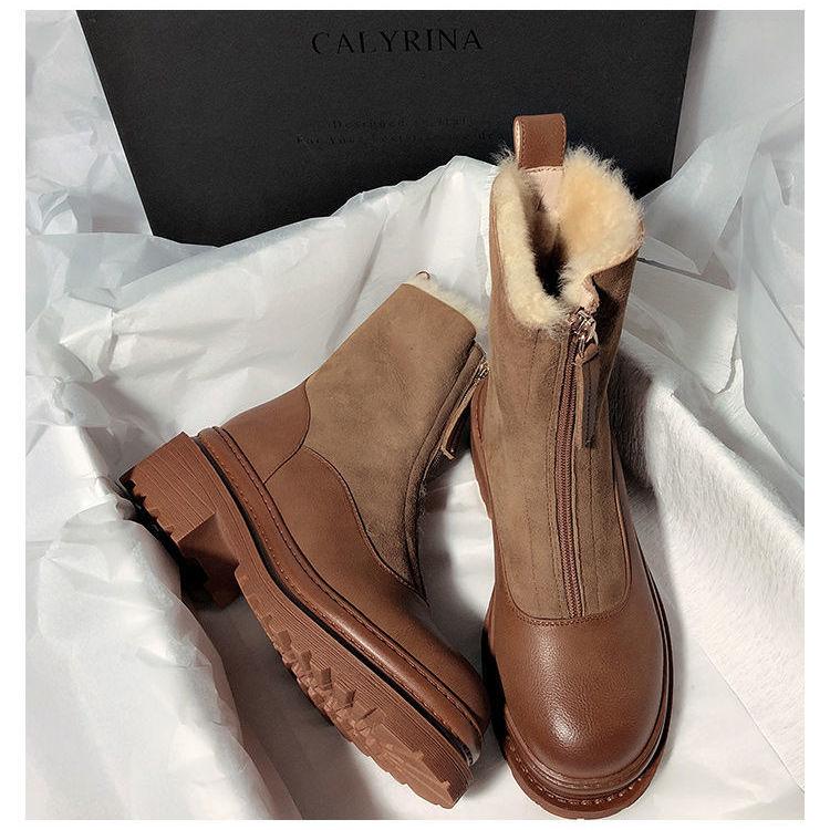 2025 Cizme Călduroase de Pluș Femei Pantofi de Iarnă Chelsea Platformă Casual Femei Botine Glezna Vârf Rotund Blană Goth Botas