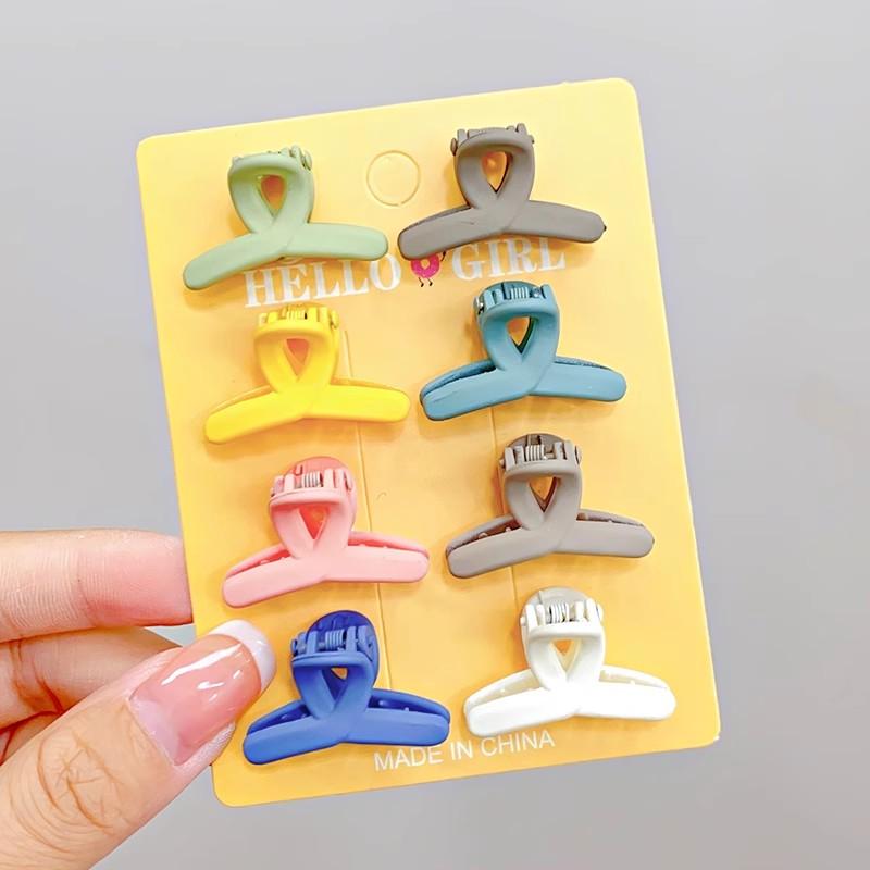 8pcs/set Black Colorful Geometric Plastic Small Hair Claws For Sweet Girls Mini Hair Clips Hairpin Kids Lovely Hair Accessories