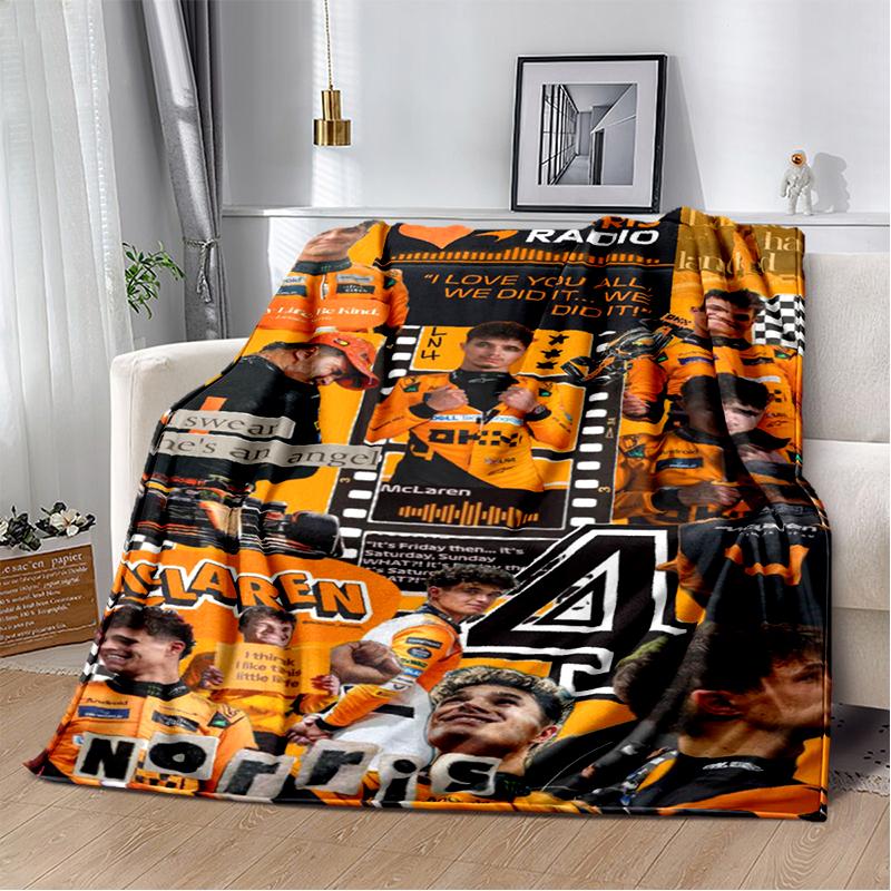 Manta Suave de Felpa Lando Norris Piloto F1, Manta de Franela Manta de Tiro para Sala de Estar Dormitorio Cama Sofá Oficina Cubierta Regalo
