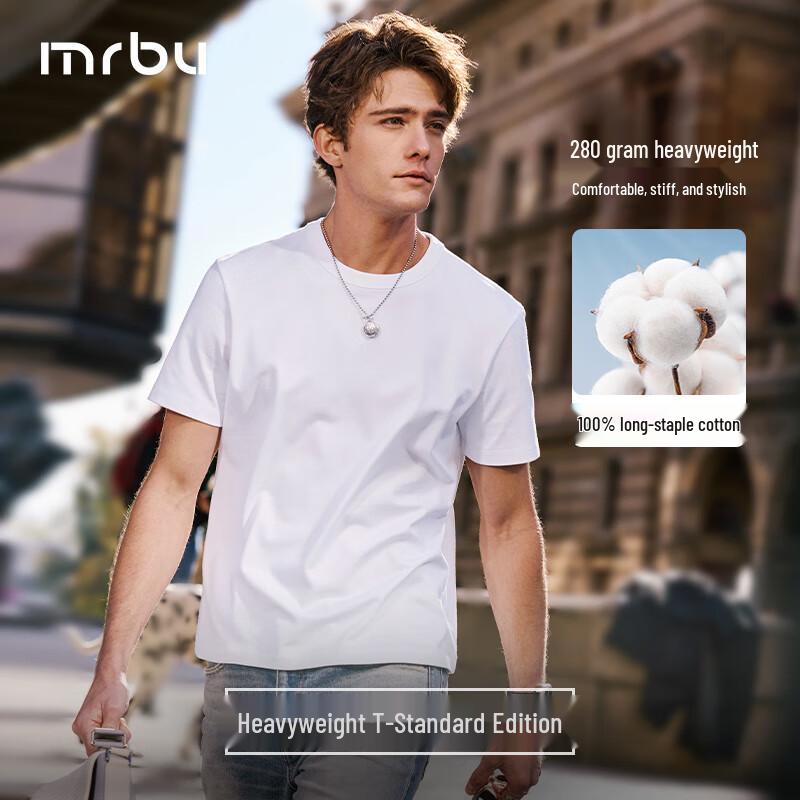 Mr. Bu Men s 280g Heavyweight Long-Staple Cotton Short Sleeve T-Shirt L