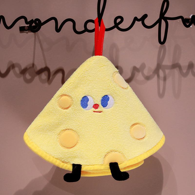 

Cartoon Cute Round Earth Cheese Cookie Hand Towel - Soft Coral Fleece, Super Absorbent, Hanging Design for Kids Kitchen