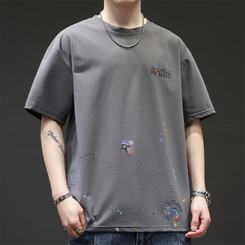New Graffiti Short Sleeved T-shirt for Men's Summer Thin T-shirt Plus Size Men's Short Sleeved Shirt