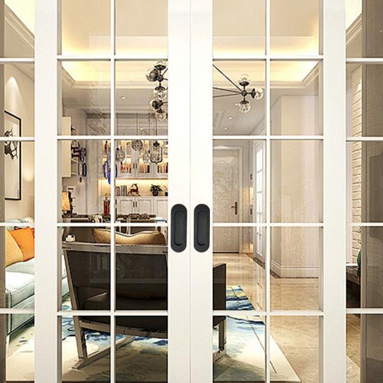 Self-Stick Oval Sliding Door Pull Aluminum Alloy Instant Stick-on Door Handle Sliding Barn Doors Windows Cabinets Hidden Recessed Pull Handle