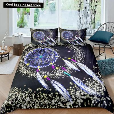 Funda nórdica Dream Catcher Mandala Bohemian Feather Funda de edredón de poliéster Exótica Étnica Tribal Hippie Tamaño matrimonial Twin Queen King