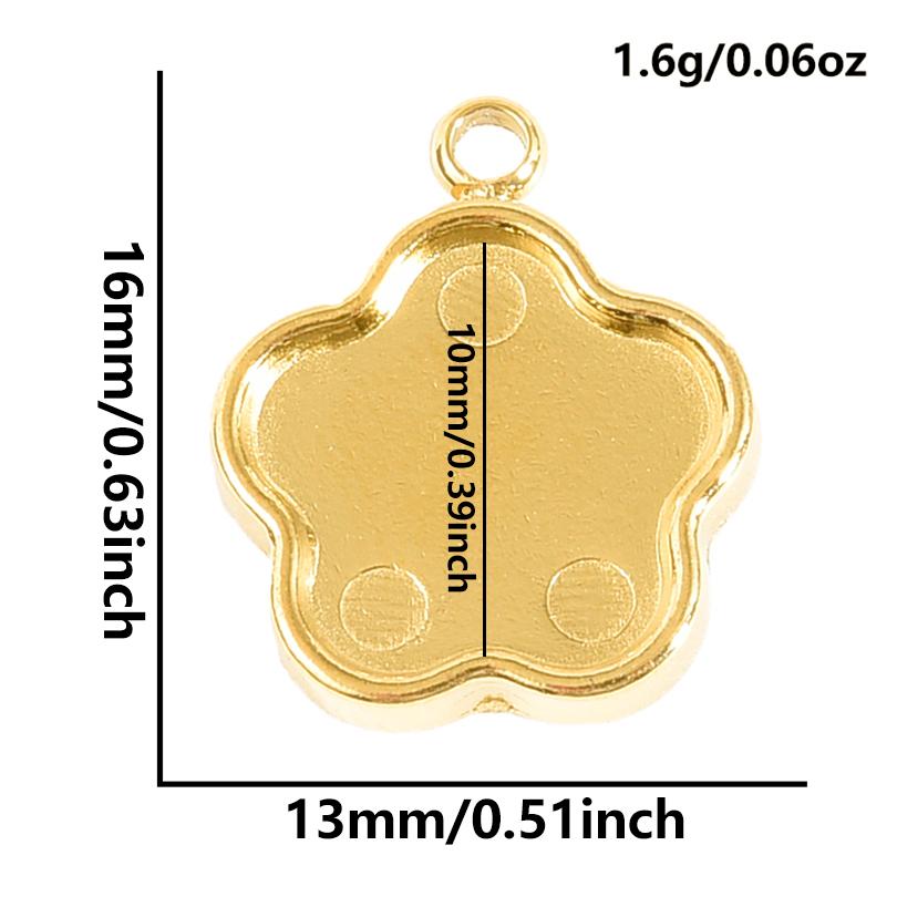 5pcs Geometric Cabochon Base Setting Tray Blank PVD Charm Heart Cross Flower DIY Stainless Steel Pendant For Jewelry Making Bulk