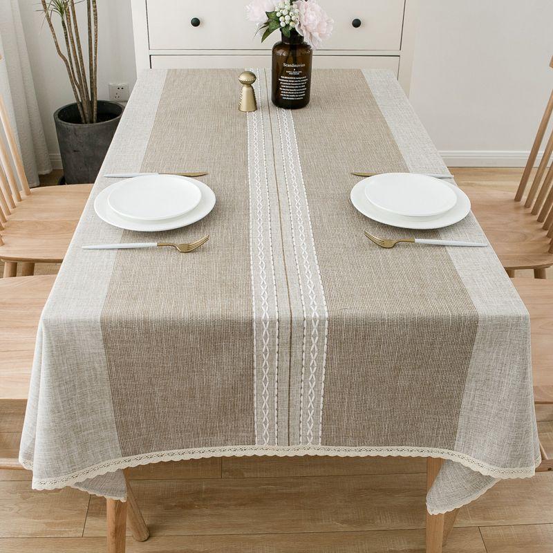 

Japanese-Style Cotton and Linen Rectangular Fancy Living Room Tablecloth Affectionate-Brown-Lace 60*60cm