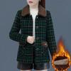 Women's Winter Plaid Woolen Coat With Fleece Lining Casual Lapel Button Jacket