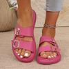 Women's Slippers 2025 Summer New Women Sandals Metal Buckle Flat Sandals for Women Casual Beach Slippers Designer Slides