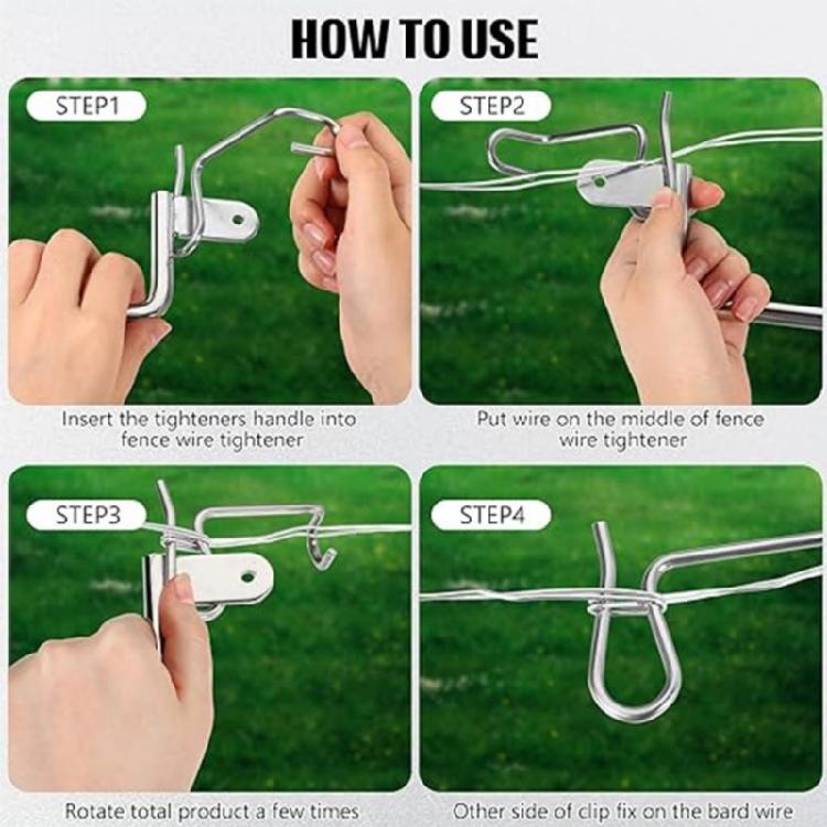 Wire Fence Repair Kit 20/30/40Pcs Fasteners Tension Handle Rusts Proof Metal Clamps For High Tensile Barbed Wire Fencing