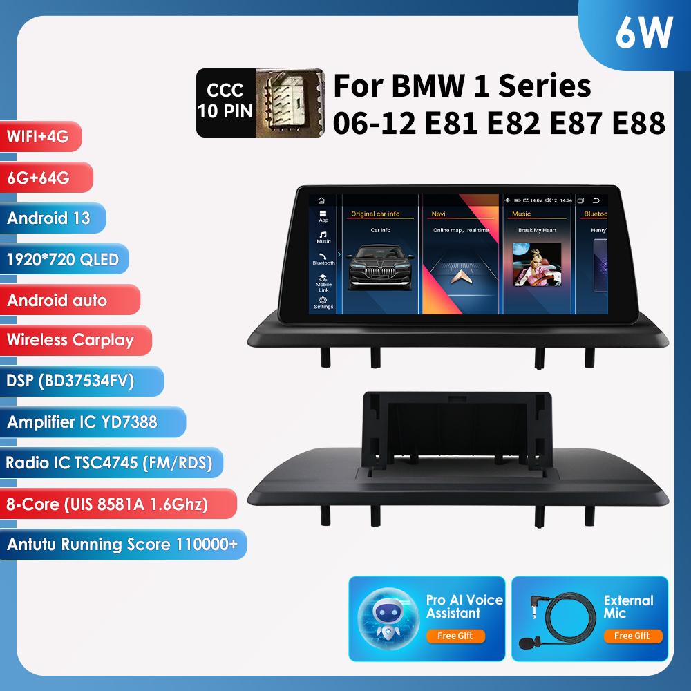 OSSURET 10,25" pro BMW řady 1 06-12 E81 E82 E87 E88 CCC s GPS navigací Rádio Video Chytré automobilové systémy Podpora Bezdrátové Inteligentní Carplay Auto