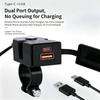 Waterproof Dual USB Charger for Motorcycle Electric Bike Scooter Quick Charge Adapter for Outdoor Riding