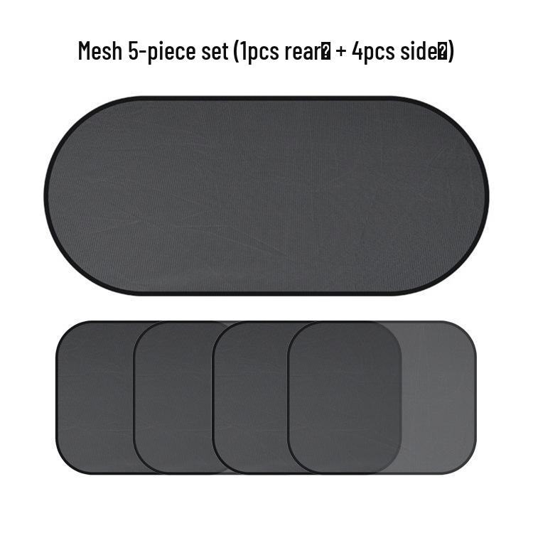 5-Piece Universal Car Sunshade Set: Mesh Curtains and Sun Visors for Rear and Side Windows