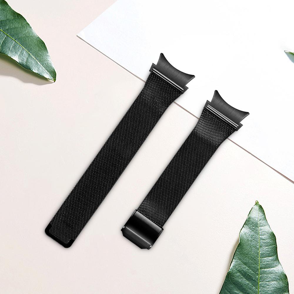 Milanese Band For Samsung Galaxy Watch4 40mm 42mm/Watch4 Active 40mm 42mm/Watch4 Classic 42mm 46mm Black Stainless Steel Mesh Watch Strap