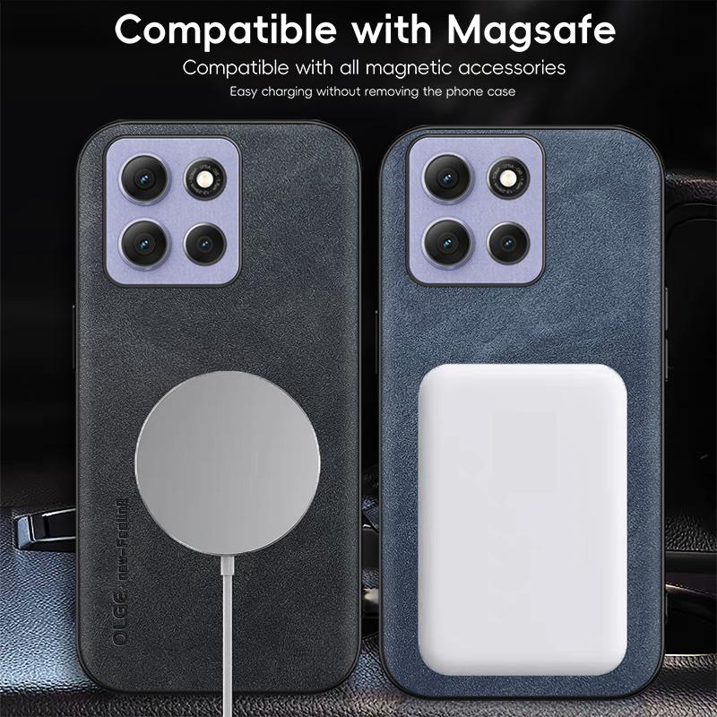 Custodia Morbida in Pelle Retro per Moto G86 G56 G06 G Power 5G 2025 Play 2024 4G Edge 60 Pro Fusion Cover con Ricarica Wireless Magnetica