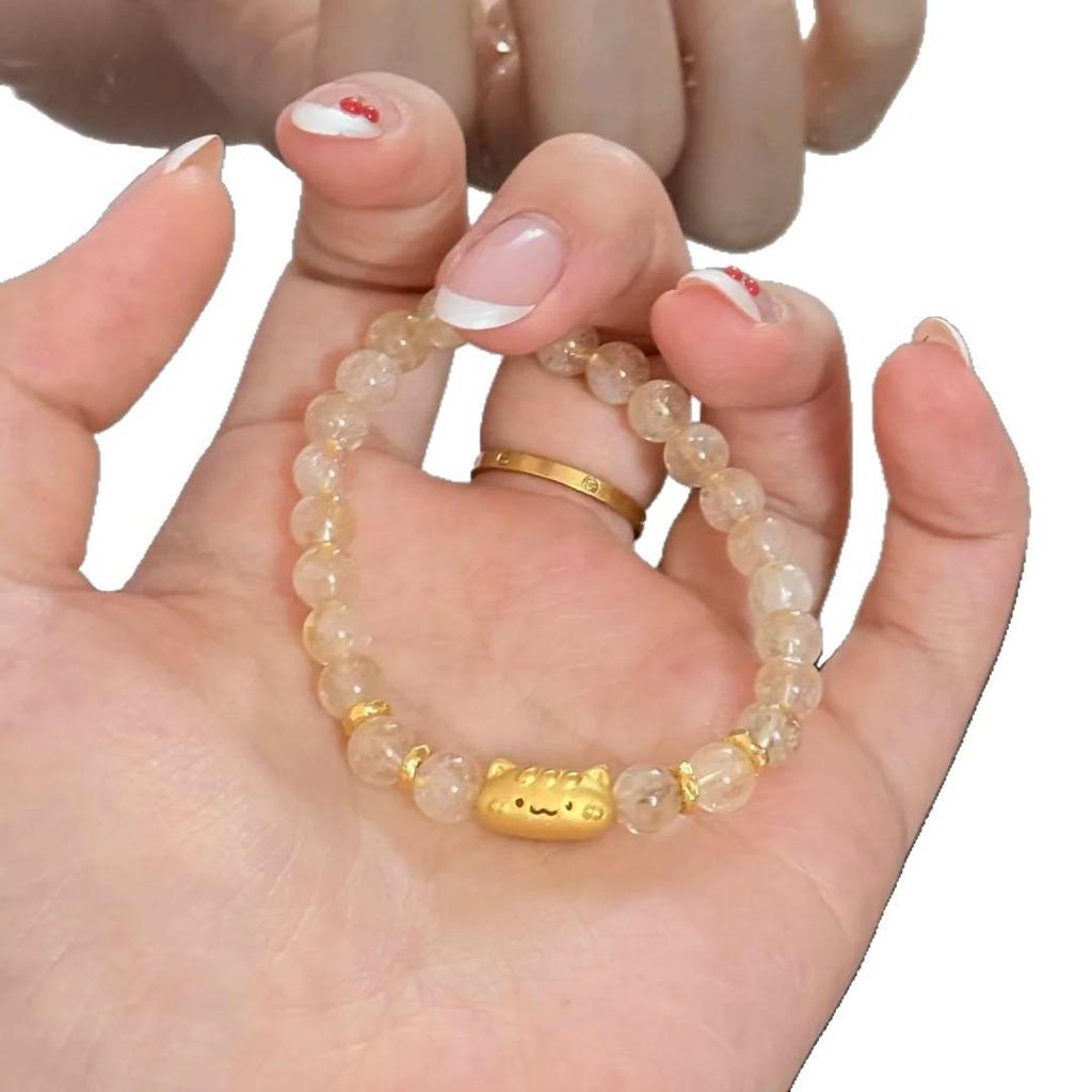 Yellow Citrine Baguette Cat Bracelet - Women's Luxury Design, Perfect Gift for Best Friend or Girlfriend's Birthday