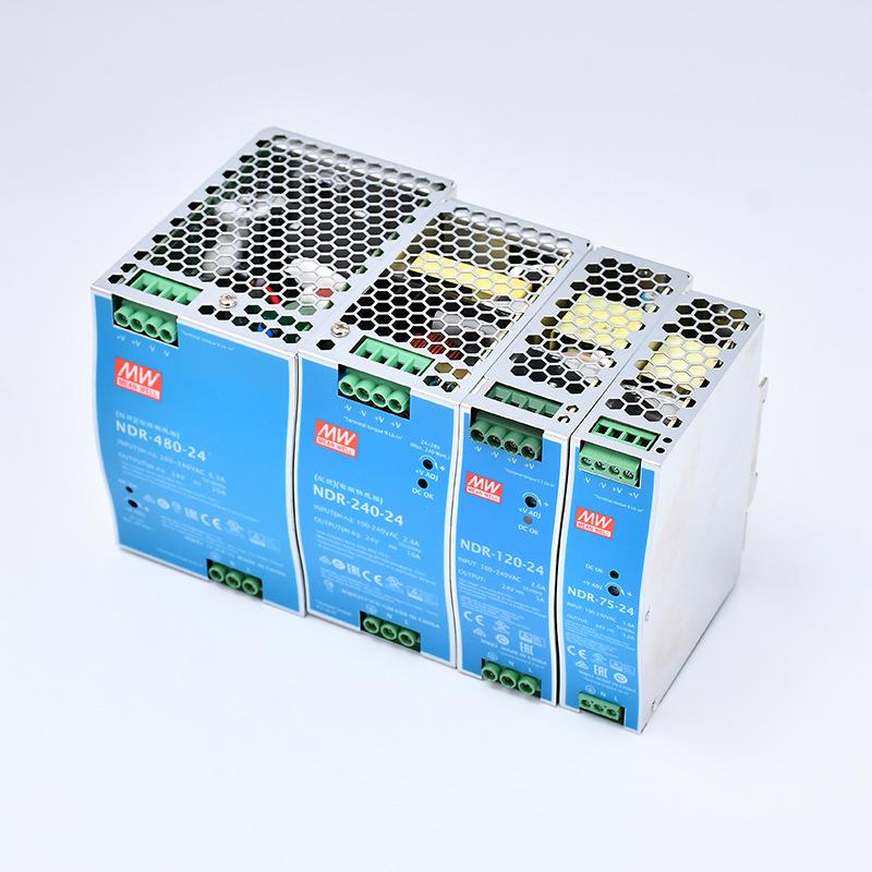 Mean Well NDR Series 24V DC DIN Rail Power Supply for PLC and Industrial Control Systems