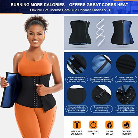 Girdle Fitness Yoga da Donna Tre File di Fibbia Cerniera Cintura Addominale Sudorazione Abbondante Modellante Vita Rientranza Pancia Cintura Sportiva