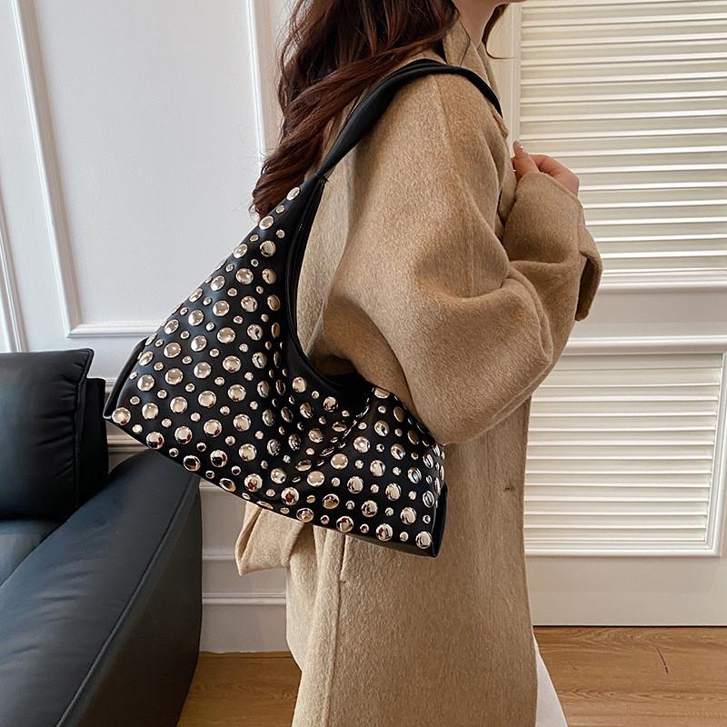 Borsa Piccola Sottobraccio Vintage da Donna con Borchie in Ecopelle a Tracolla per Uso Quotidiano