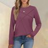Fashionable Women's Long-sleeved Round Neck Casual  Pleated Loose Top