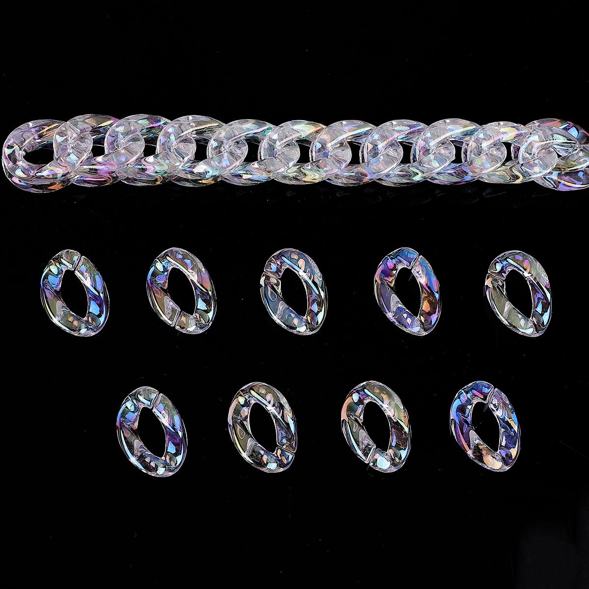 

Акриловые плоские овальные открытые кольцевые бусины, соединительная цепь для изготовления ювелирных изделий 23x16mm 10pcs