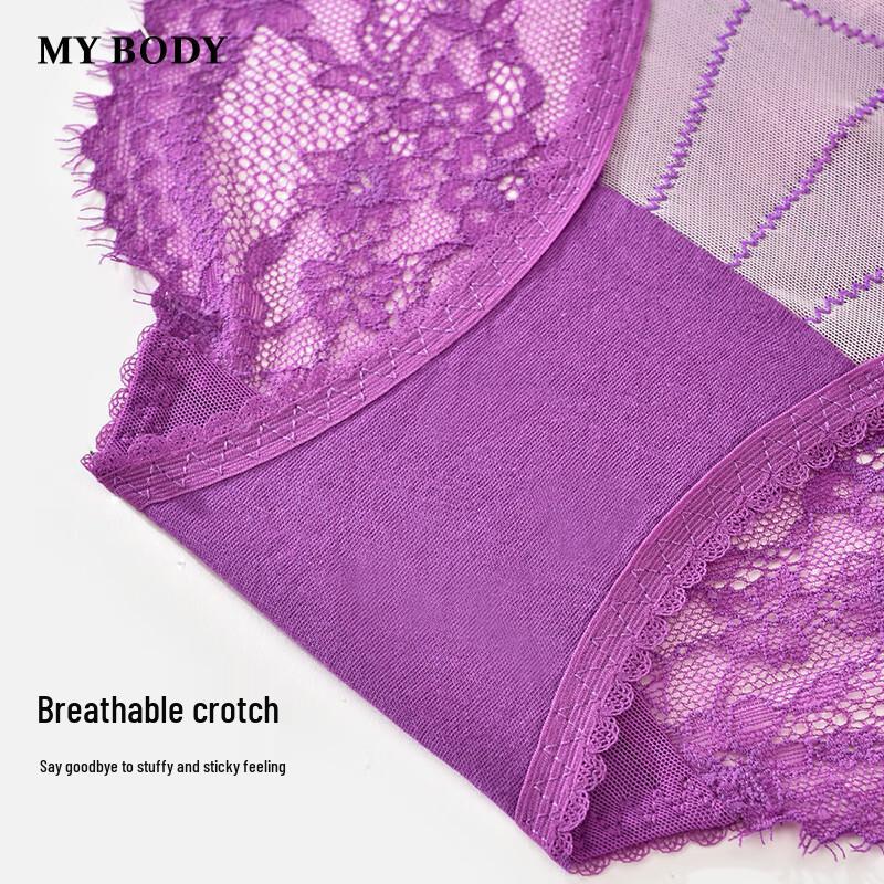 Mybody Eyelash Lace Mid-Low Waist Briefs