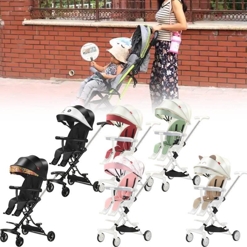 Wheeled Four Collapsible Baby Stroller Lightweight Foldable Seat Convertible
