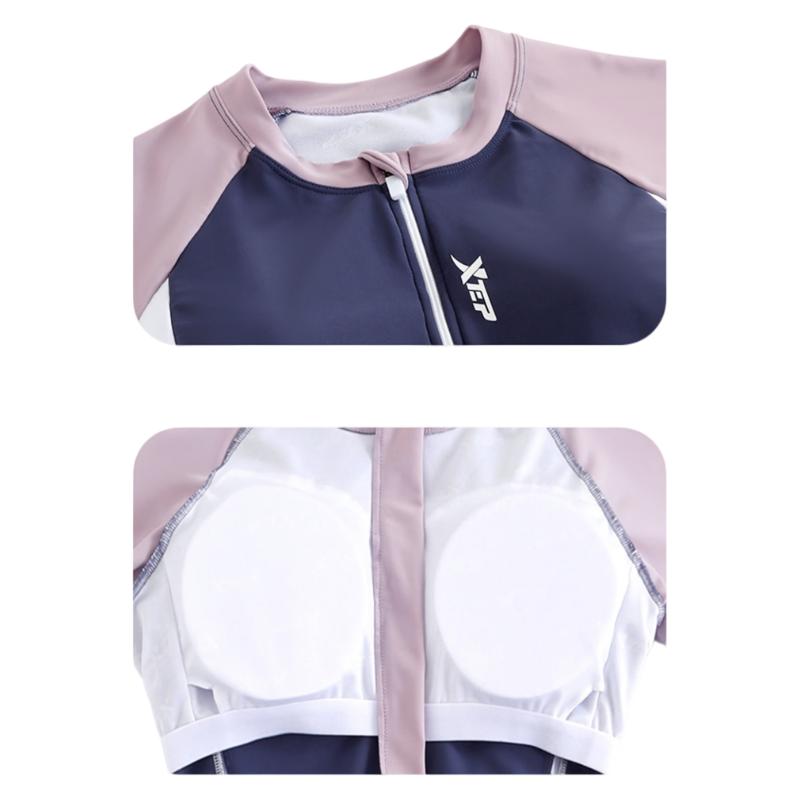 Xtep Women's Slimming Tummy Control Conservative Two-Piece Square-Leg Professional Training Swimwear for Spa Vacation Sports
