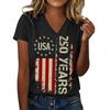 Womens Spring Tops V Neck 250 Years USA Print Summer Shirts for Women Casual Lightweight Womens Summer Shirts Comfortable Fit