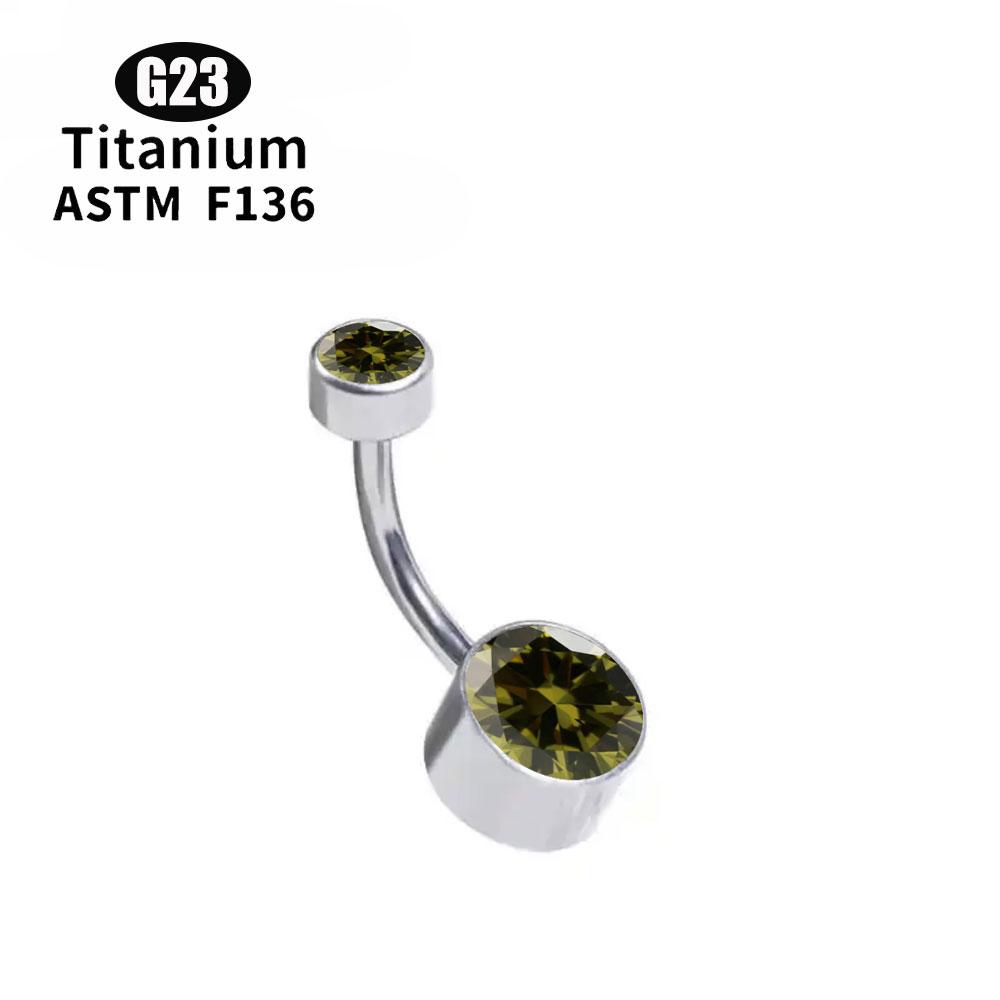 

G23 TItanium 5A Round Zircon CZ Belly Button Ring Body Jewelry Internal Threaded Bezel Set 1.6x12x4x6mm