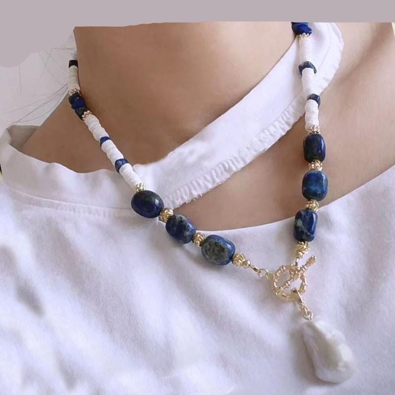 

Ожерелье из натурального жемчуга Балотер, сапфировая цепочка на воротник, универсальные украшения на шею из бисера