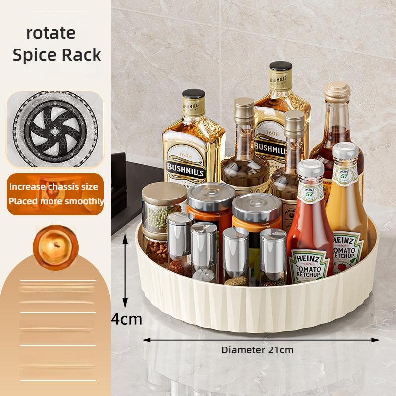 360 Rotating Storage Rack Kitchen Storage Spice Rack Non-Slip Cabinet Kitchen Bathroom Organizer Tray Plate Cosmetic Organizer