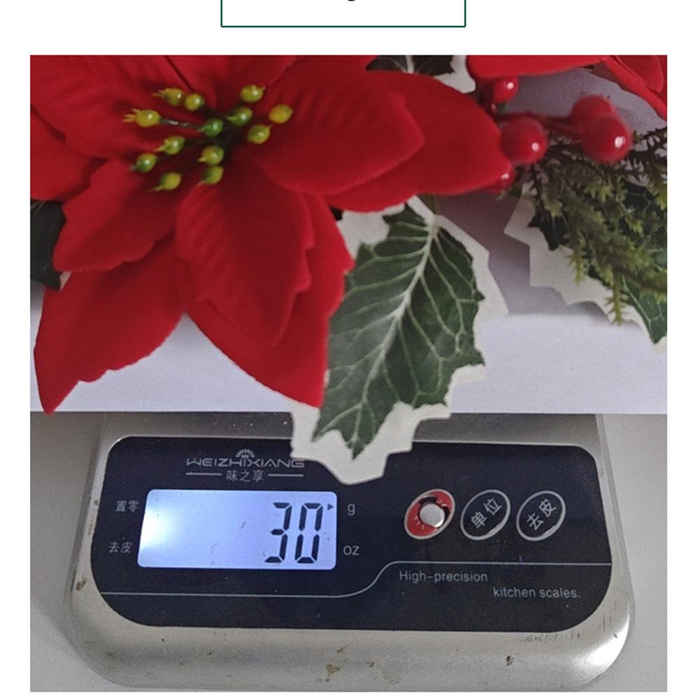 2 Pcs Christmas Candle Rings Candle Wreaths Poinsettia Holly Leaves Berries Decor