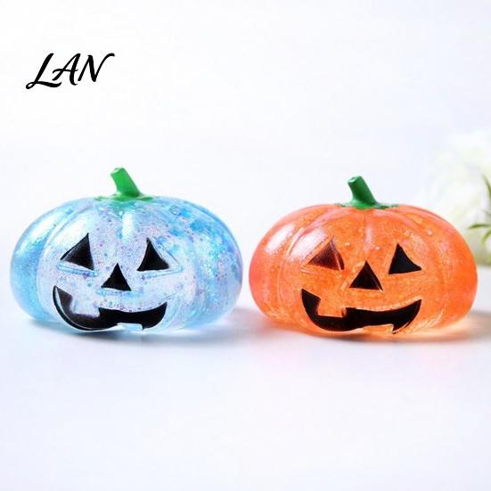 Boredom Relief Pumpkin Toy 1/4Pcs Halloween Stress Toy, Smiling Head Squeeze Festive Party Supplies Clear Glitter Office Desk for Relieve Anxiety