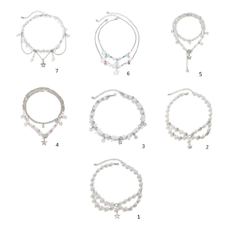 Stilvoller Sternanhänger Halskette Handgemachte Stern Perlen Halskette Niedliche Kette Halskette