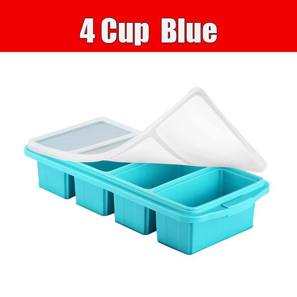 Silicone Freezer Tray With Lid Soup Cubes Freezer Container Mold 2/4 Cup Large Ice Cube Tray for Broth Soup Food Freezer Storage