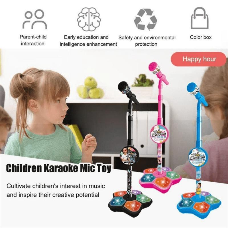 Kids Microphone With Light Stand Toy,Height-adjustable Microphone,Brain-Training Educational Toys Birthday Gift for Girl Boy