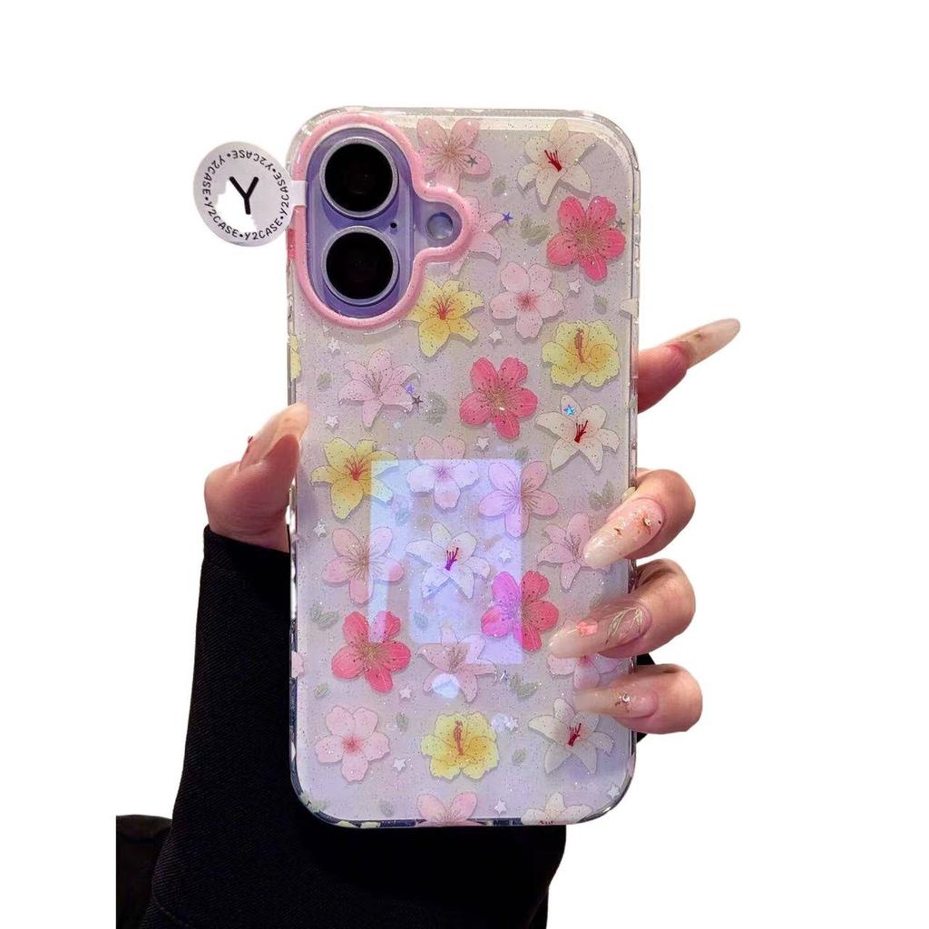 INS Spring Flowers Bloom IMD Double Mobile Phone Case for iPhone Series 171615 Anti-drop Shell Female Shell
