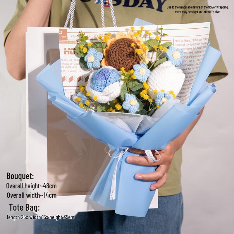 Hand-Knitted Sunflower Bouquet