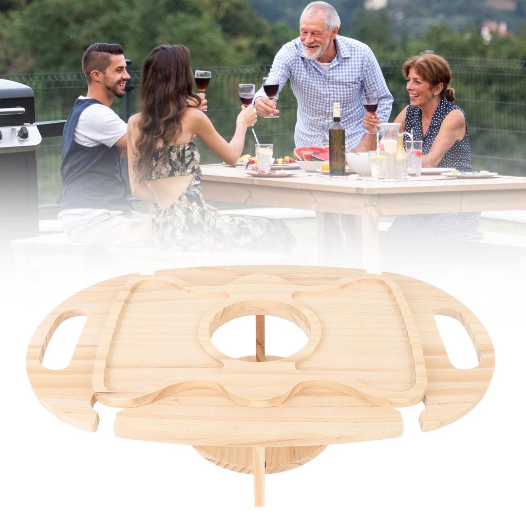 Portable Wine Picnic Table Wooden Beach Picnic Table Foldable Wine Desk for Camping Beach Parties Pi