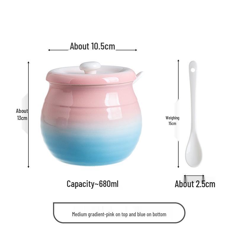 Ceramic Chili Oil Can with Spoon - High Temp Resistant, Creative Design for Luck & Prosperity in the Kitchen
