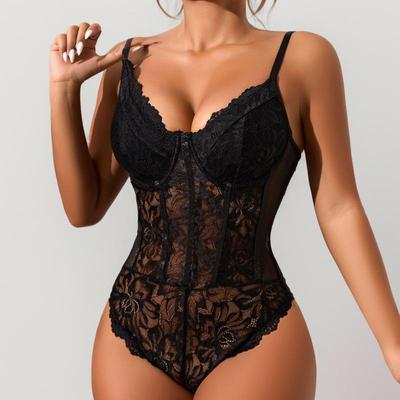 Elegant Lace Solid Color Underwire Bodysuit: Sexy, Slimming, and Supportive