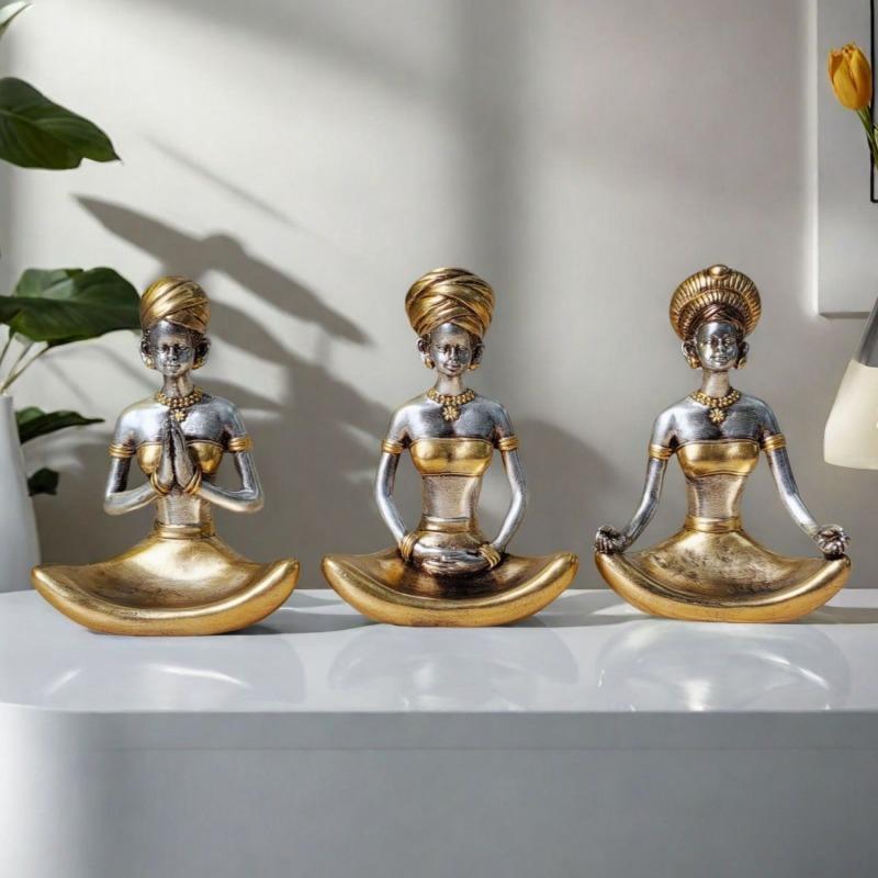 Creative Resin Yoga Ornament Exquisite Character Sculptures Handicrafts Living Room Office Bookshelf Yoga Ornament Female Statue