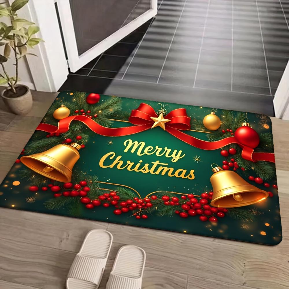 Winter Snowman Gingerbread Cabin Pine Tree Gift Pattern Non Slip Front Entry doormat Rustic Farmhouse Xmas Porch Floor Decor