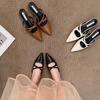 Bailamos Women Sandals Pointed Toe Elegant Low-heel Shoes Summer Fashion Slingback Woman Mules Shoes Pumps Dress Shoes