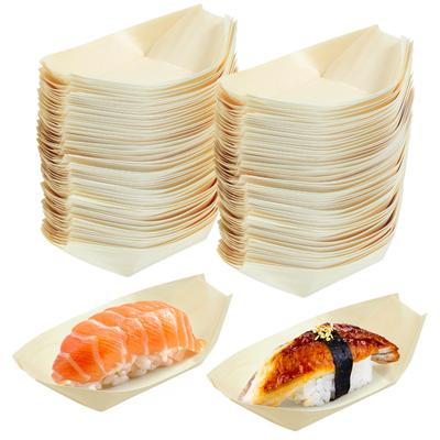100 STUKS Houten Bestek Snackkom Sushi Borden Bamboe Bladeren Desserts Wegwerp