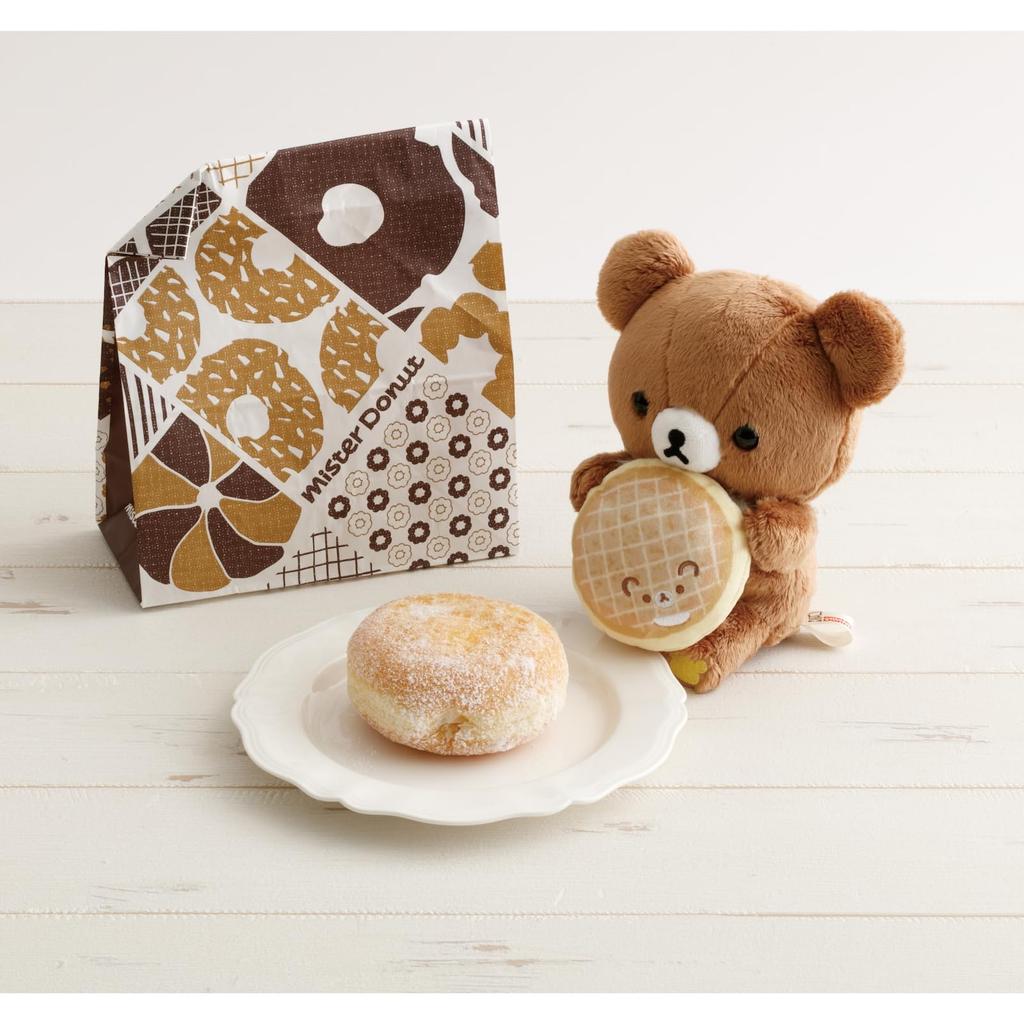 Rilakkuma x Mister Donut Rolling Plush Chairoikoguma H150 x W140 x D110mm San-X "Rilakkuma Donut" Toy, (Angel Cream), MV27401,